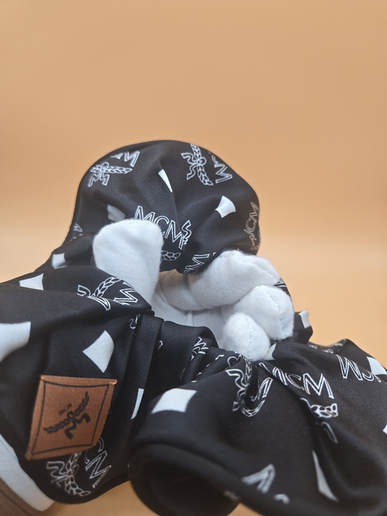 MCM Black Logo Silk Scrunchie main image 4